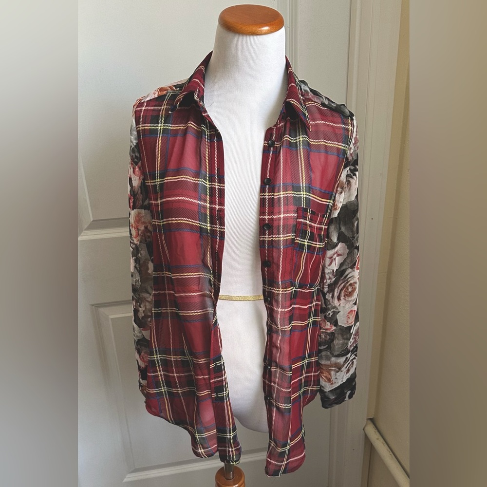 Sheer, button-down blouse. 90's vibe. Never worn